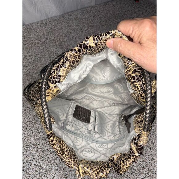 Brighton Femme Fatal Nolita Python Snake Print Hobo Bag Tassel Accent - Picture 9 of 10